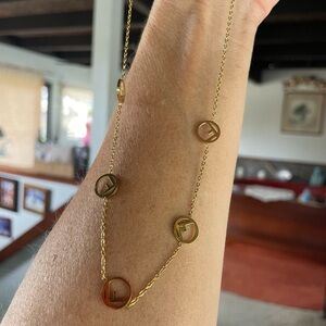 Elegant Gold Fendi Pendant Necklace